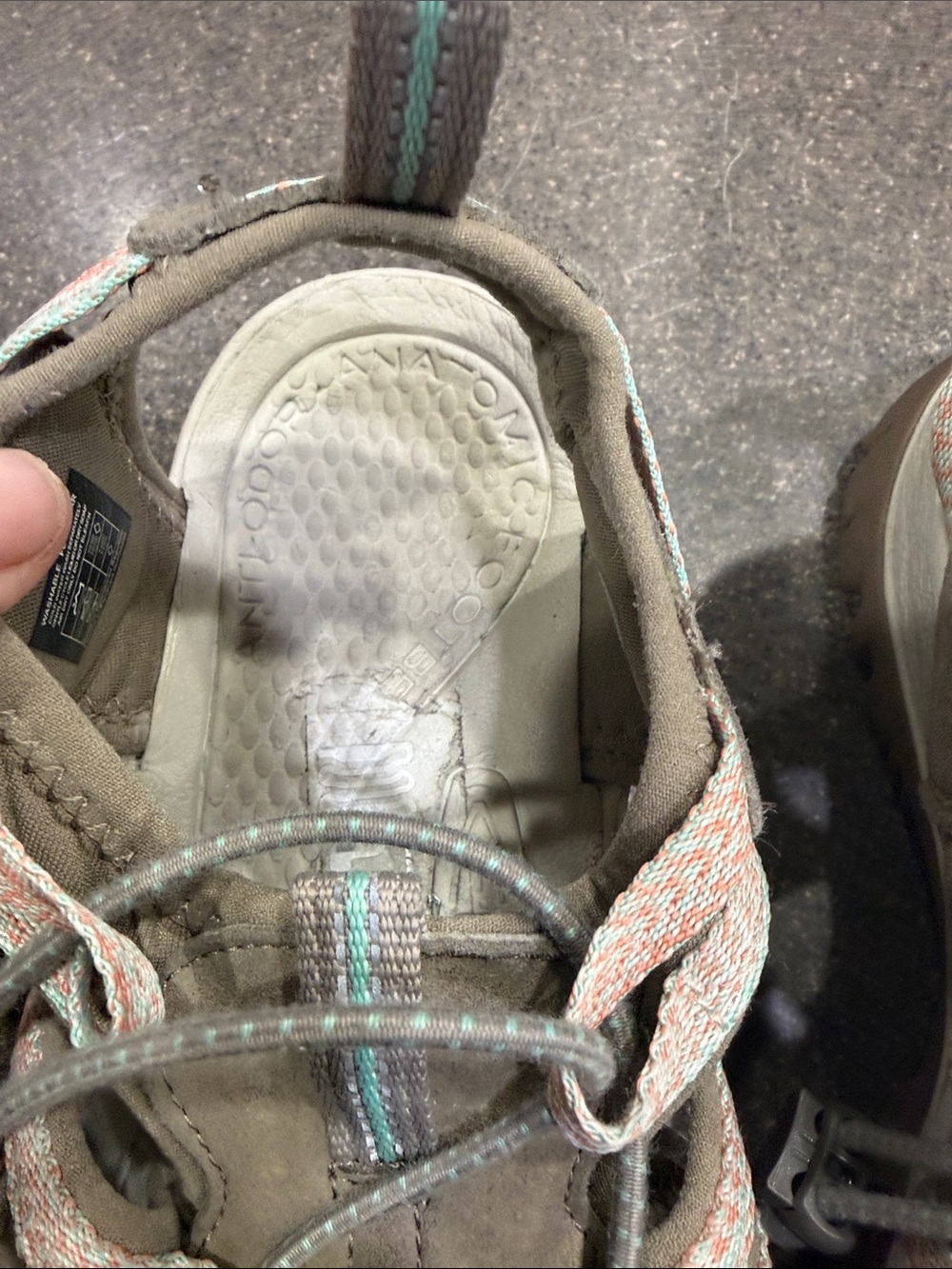 KEEN Women's astoria west hiking Sandals in Taupe with Coral Accents - Picture 10 of 12